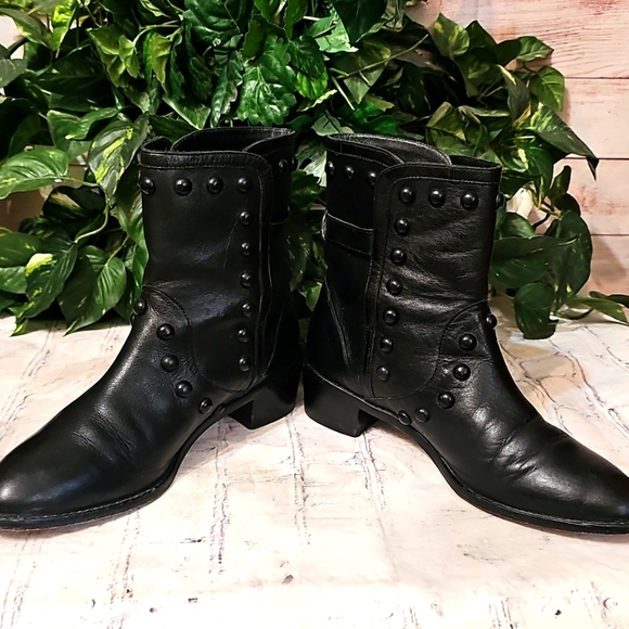 Loeffler Randall Black Studded Side Buckle Brazilian Leather Ankle Boots 9 - Picture 4 of 13